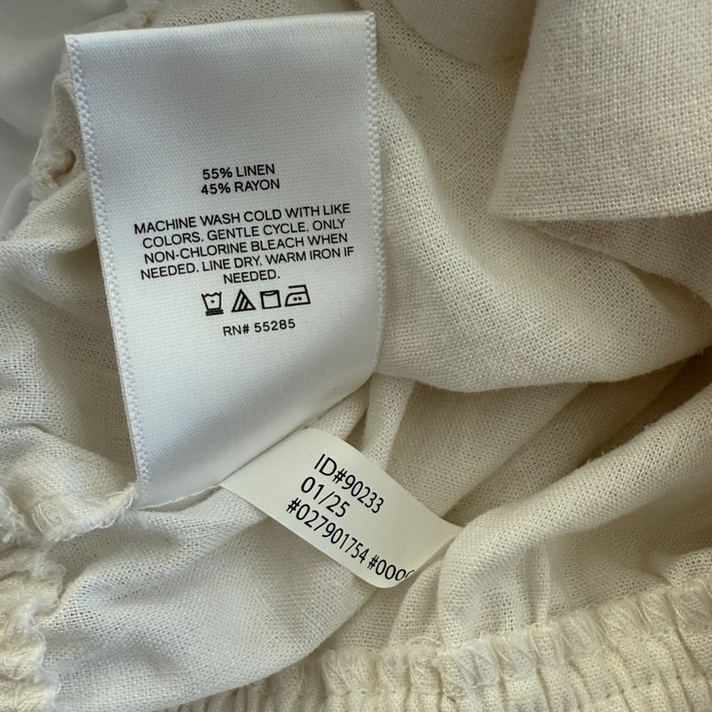 Express Linen Blend White Short Jumpsuit with Drawstring Waist Size L - Picture 9 of 9